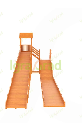 Зимняя горка "IgraGrad Snow Fox 12 м" с двумя скатами и выкатом 8 м