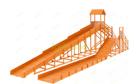 Зимняя горка "IgraGrad Snow Fox 12 м" с двумя скатами и выкатом 8 м