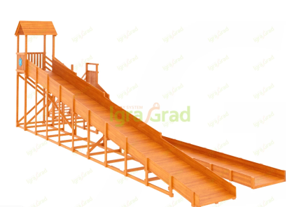 Зимняя горка "IgraGrad Snow Fox 12 м" с двумя скатами и выкатом 8 м