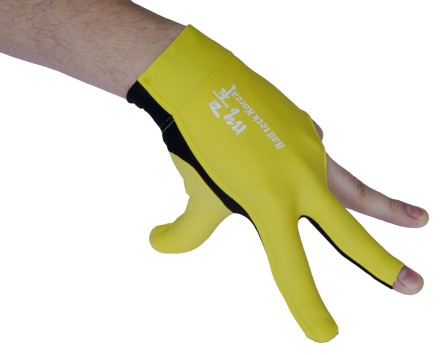 Перчатка бильярдная "Ball Teck MFO" (черно-желтая, вставка замша), защита от скольжения