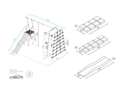 Дачный комплекс "Богатырь Плюс 2" + ФАНЕРНЫЕ качели Romana 103.12.06 (серый/жёлтый)