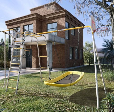 Дачный комплекс "Акробат 2" + ЛОДКА качели Romana 103.19.05 (серый/жёлтый)