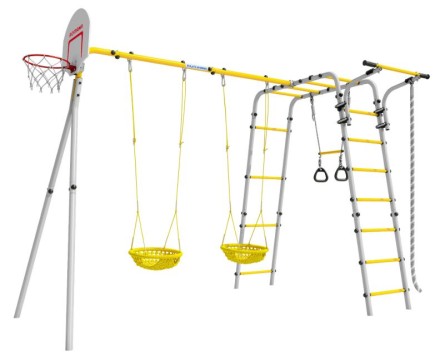 Дачный комплекс "Акробат 2" + СЕТКА качели Romana 103.19.05 (серый/жёлтый)