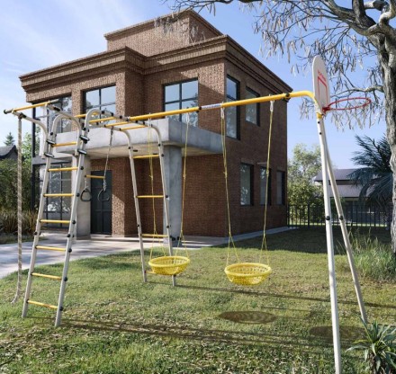 Дачный комплекс "Акробат 2" + СЕТКА качели Romana 103.19.05 (серый/жёлтый)