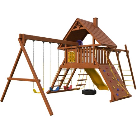 Детский игровой комплекс SUNRISESTAR NS6 с деревянной крышей + рукоход