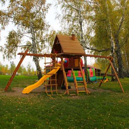 Детский игровой комплекс SUNRISESTAR NS6 с деревянной крышей + рукоход