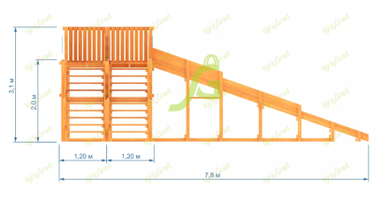 Зимняя горка "IgraGrad Snow Fox", скат 5,9 м (мод.2)