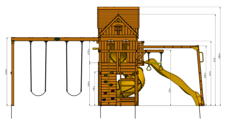 Спортивно-игровой комплекс MoyDvor ПАНОРАМА с трубой, спуском и рукоходом