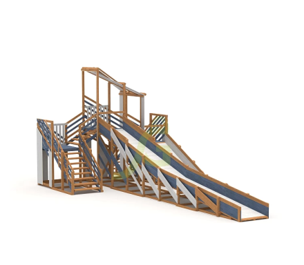 Зимняя деревянная горка "IgraGrad Snow Fox 12 м" с двумя скатами мод.624