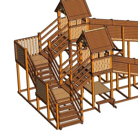 Зимняя деревянная заливная горка «Морозко» 12+8 м​
