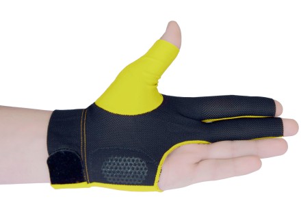 Перчатка бильярдная "Ball Teck 3" (черно-желтая, вставка замша), защита от скольжения