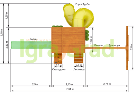 Детская площадка Клубный домик 2 с трубой Luxe