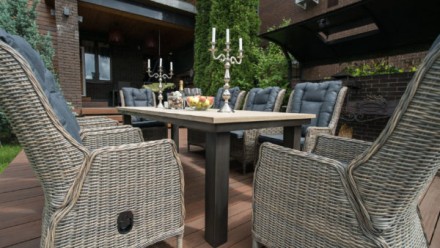 Регулируемое кресло ВЕРОНА ротанг (цвет коричневый) в комплекте с подушками