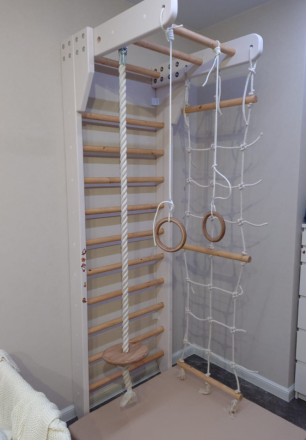 Шведская стенка KidPoint (комплект 6 в 1) серая