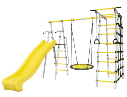 Дачный комплекс "Богатырь MAX" + ГНЕЗДО качели-гнездо 80 см Romana 103.07.07 (серый/жёлтый)