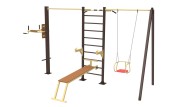 Уличный атлетический комплекс с детскими качелями