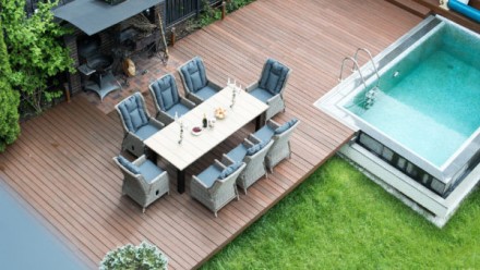 Набор: стол ПАРКЛЭНД (коричневый/серый) + 6 кресел ВЕРОНА (серый/коричневый)