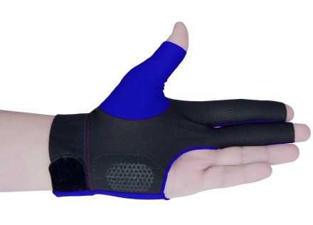 Перчатка бильярдная "Ball Teck 3" (черно-синяя, вставка замша), защита от скольжения