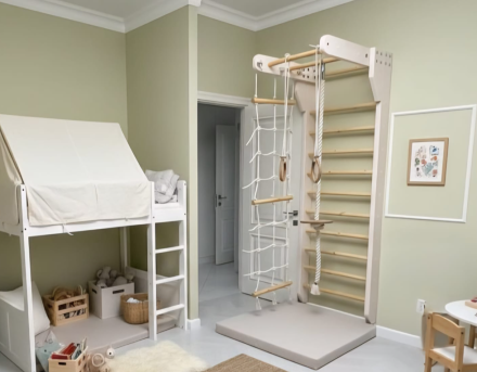 Шведская стенка KidPoint (комплект 6 в 1) белая