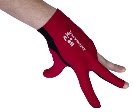 Перчатка бильярдная "Ball Teck MFO" (черно-красная, вставка замша), защита от скольжения