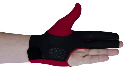 Перчатка бильярдная "Ball Teck MFO" (черно-красная, вставка замша), защита от скольжения