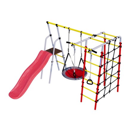 Дачный комплекс "Богатырь" + ГНЕЗДО качели Romana 103.07.06 (серый/жёлтый)