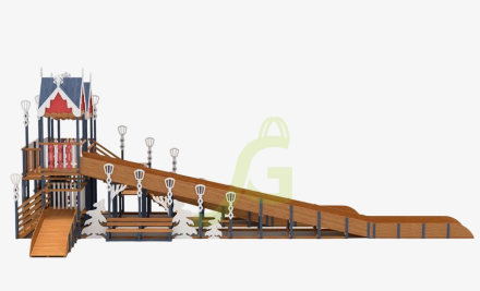 Зимняя деревянная горка "IgraGrad Snow Fox 19" с тремя скатами