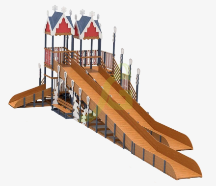 Зимняя деревянная горка "IgraGrad Snow Fox 19" с тремя скатами