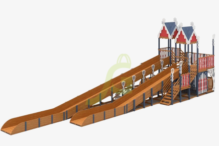 Зимняя деревянная горка "IgraGrad Snow Fox 19" с тремя скатами