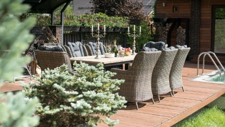 Набор: стол ПАРКЛЭНД (цвет кор/сер) + кресло БЕРГАМО 8 шт. (цвет кор/сер)