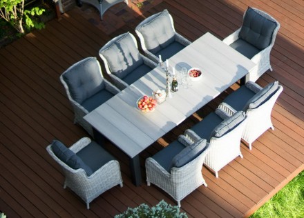 Набор: стол ПАРКЛЭНД (цвет кор/сер) + кресло БЕРГАМО 8 шт. (цвет кор/сер)