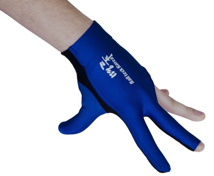 Перчатка бильярдная "Ball Teck MFO" (черно-синяя, вставка замша), защита от скольжения