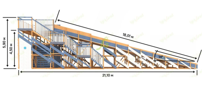 Зимняя деревянная горка IgraGrad Snow Fox, скат 18 м мод.2