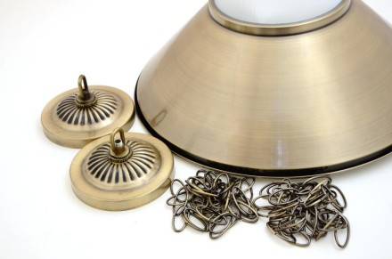 Лампа на четыре плафона "Jazz" (матово-бронзовая штанга, матово-бронзовый плафон D38см)