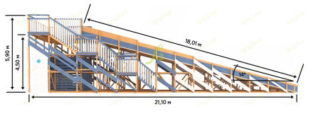 Зимняя деревянная горка IgraGrad Snow Fox, скат 18 м мод.3