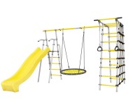Дачный комплекс "Богатырь Плюс 2 MAX" + Качели ГНЕЗДО-СЕТКА 100 см Romana 103.12.07 (серый/жёлтый)
