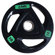 Диск для штанги Smith WP085-10 c 3-м хватом, обрезиненный, 10кг Диск для штанги Smith WP085-10 c 3-м хватом, обрезиненный, 10кг