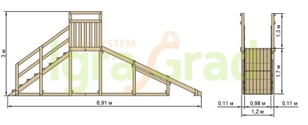 Зимняя горка "IgraGrad Snow Fox Start", скат 4 м (без покраски)