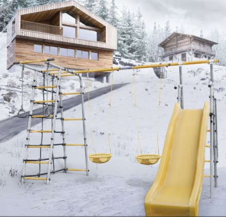 Дачный комплекс "Богатырь Плюс 2 MAX" + СЕТКА качели Romana 103.12.07 (серый/жёлтый)