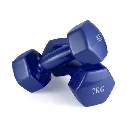 Гантель неразборная 7 кг. винил (2 штуки) VictoryFit VF-DV070-2