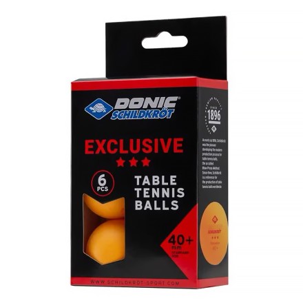 Мячики для н/тенниса DONIC EXCLUSIVE 3* 40+, 6 штук, оранжевый