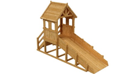 Зимняя деревянная заливная горка Теремок скат 2.8 м