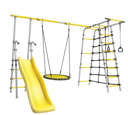 Дачный комплекс "Богатырь Плюс 2" + ГНЕЗДО качели-гнездо 80 см Romana 103.12.06 (белый/желтый)