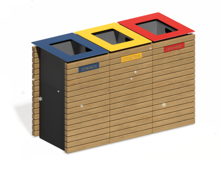 ПМ-159 Урна тройная для раздельного сбора мусора