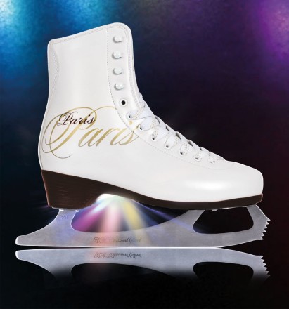 Фигурные коньки PARIS LUX fur с подсветкой