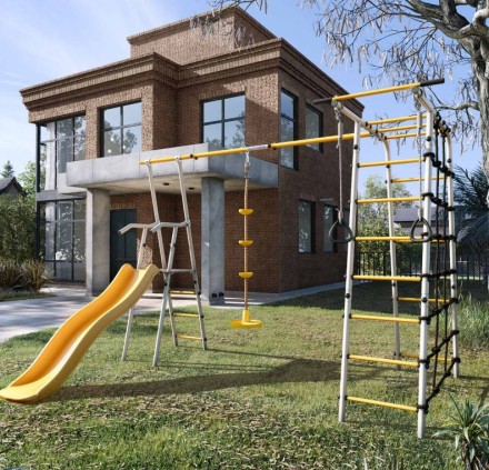 Дачный комплекс "Богатырь Плюс 2" + ДИСК качели Romana 103.12.06 (серый/жёлтый)