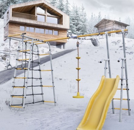 Дачный комплекс "Богатырь Плюс 2" + ДИСК качели Romana 103.12.06 (серый/жёлтый)