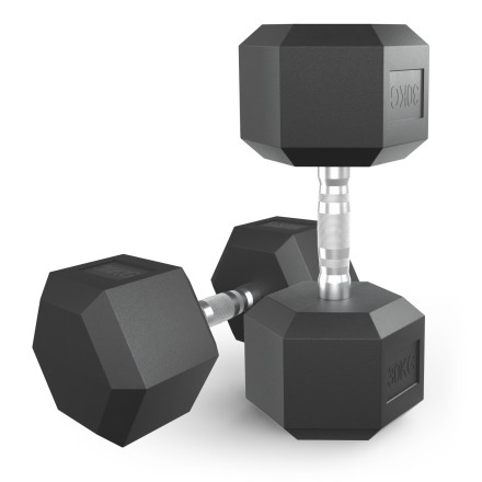 Гантель гексагональная UNIX Fit обрезиненная 30 кг, 2 шт.