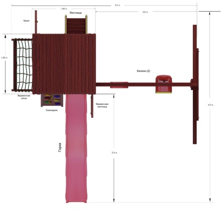 Деревянная детская площадка для дачи "Панда Фани Gride"
