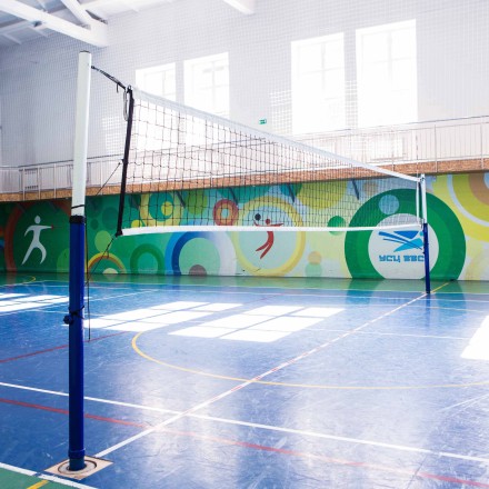 Стойки волейбольные телескопические окрашенные со стаканами